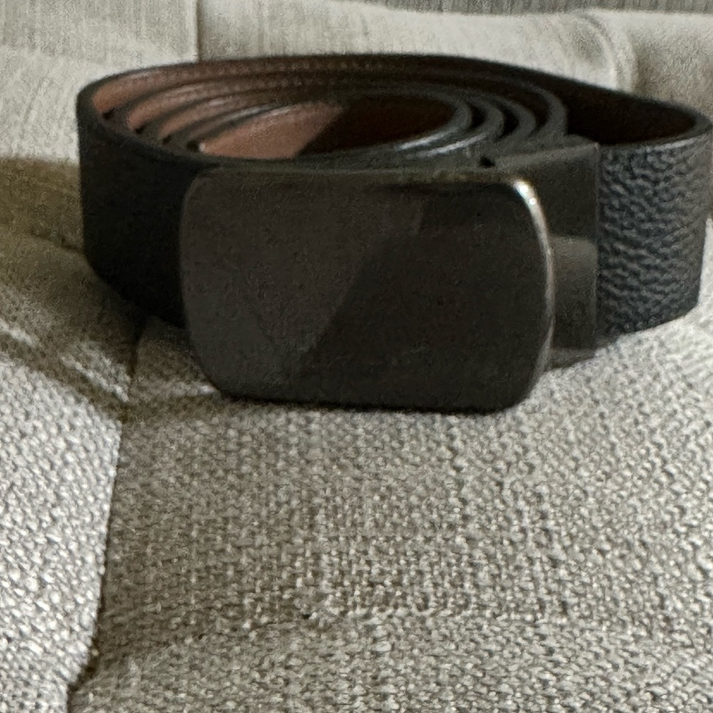 Coach Mens Black Plaque Buckle Belt